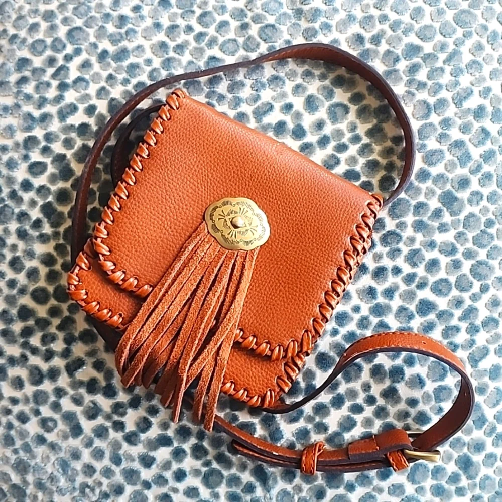Street Level Leather Fringe Cross Body Bag Anthropologie - Picture 1 of 5